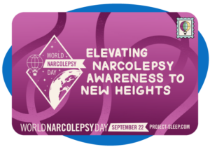 An eCard that says, “Elevating narcolepsy awareness to new heights,” and includes the nonprofit’s information